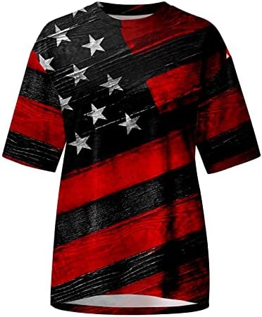 Camisas grandes e altas de verão para homens Mens EUA bandeira americana camiseta patriótica Scrub de manga curta