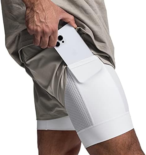 Diotsr Mens 2 em 1 Execução de shorts para homens shorts leves de treinamento rápido de ginástica seca com