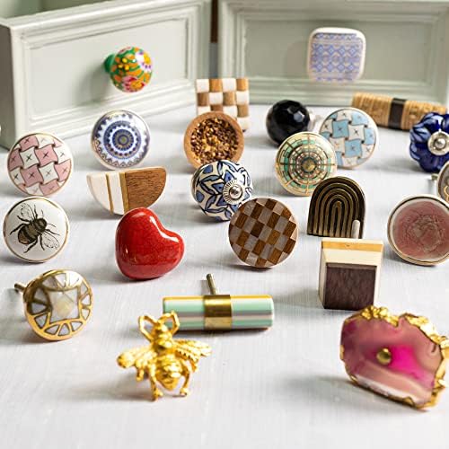 Prateleira indiana 4 peças botões de gavetas modernos | Crackle Cleacta Knobs for Girls | Creme de botões