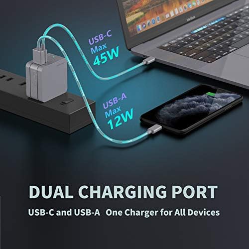 Digiforce USB C Bloco de carregador, 65W PD 3.0 GaN GaN Dual Porta Charger Fast, adaptador de energia