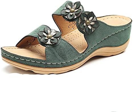 Sandálias para mulheres com renda de flor elegante sandálias planas abertas de pé casual praia de