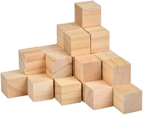 Wowoss Blocos de madeira inacabados de 2 polegadas, pacote de 20 pequenos cubos de madeira naturais