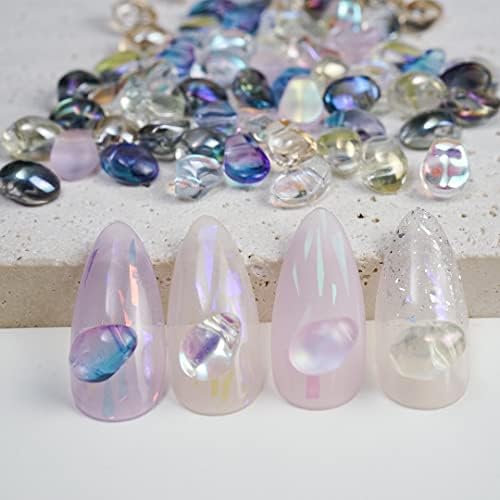 Prego aurora pedras encantos de forma clara cristal geléia colorida strass transparentes 3d decoração