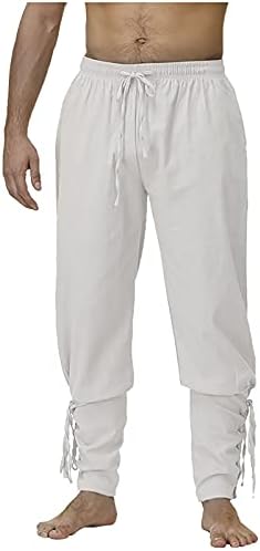 Traje de calça preta de manguito com faixas masculinas com cordões de colheita de calças casuais sólidas calças