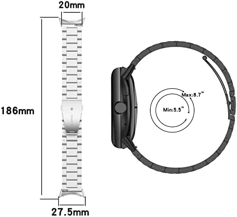 Fitturn Metal Watch Band Compatível com o Google Pixel Watch Strap, aço inoxidável Pulseira de substituição