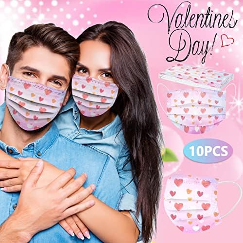 STOTA ADULTOS 10pc Máscaras de face descartáveis ​​do Dia dos Namorados Casais Prinha de férias Proteção