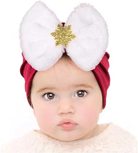 Jiahang Christmas Velvet Turvet Turvet Hat, Baby Girl Girl Oversized Bowknot Head Wrap, Hair Bow Beanie