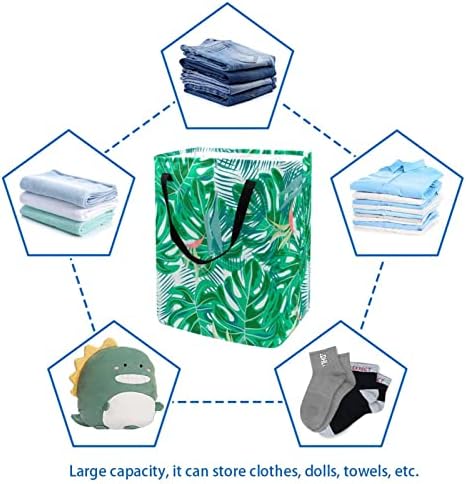 Folhas tropicais cesto de roupa de lavanderia presa, cestas de lavanderia à prova d'água de 60l de