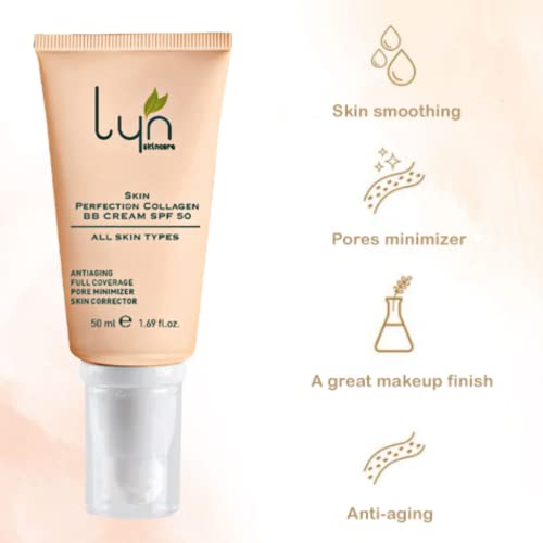 Lyn Skincare BB Cream 50ml-hidratante natural colorido com fsf 50, colágeno e fórmula sem paraben