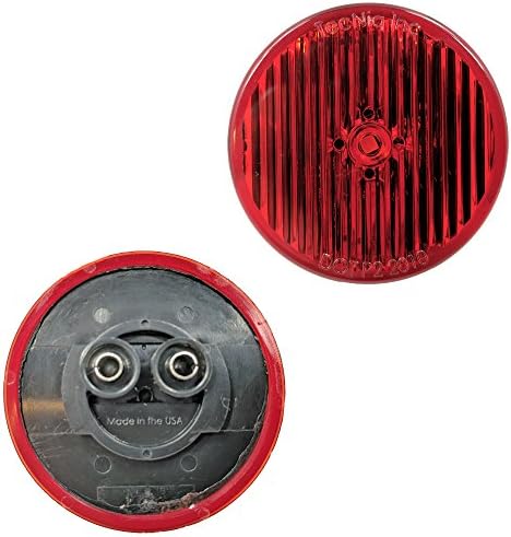 Par de 2 redondos - marcadores laterais de LED vermelho com conectores de pole 2 - montado em ilhó