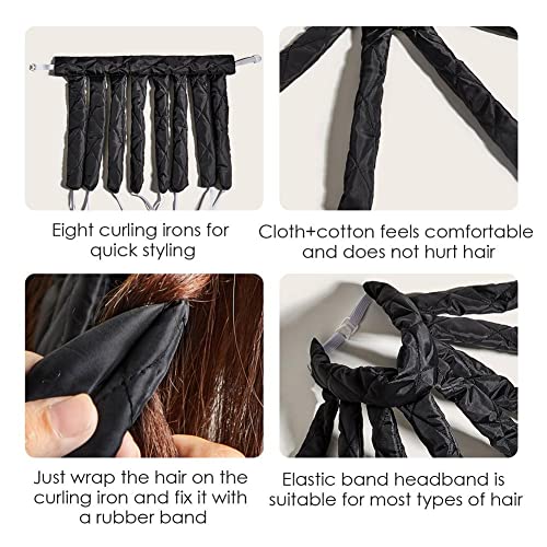 Hastes de curling sem calor, fitas de cabelo atualizadas com tiras de cachos removíveis e ajustáveis ​​para