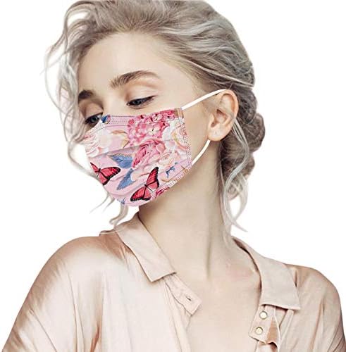 Mantenha o domingo 50pcs Flor Face_Mask com design para mulheres, tecido respirável de proteção de 3 dobras, máscara