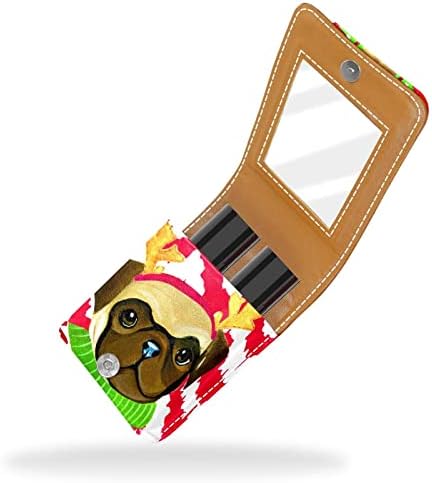 Mini estojo de batom com espelho para bolsa, organização de suporte portátil de veado de cães em aquarela