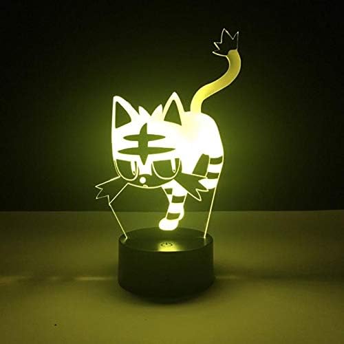 Jinnwell 3D Cat Tiger Animal Night Lâmpada leve Ilusão 7 Cores Alteração do toque Touch Tabel Lâmpadas