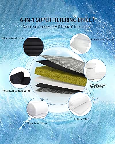 Mídia de filtro de aquário - almofadas de filtro de 8 camadas atualizadas para aquário, acessórios