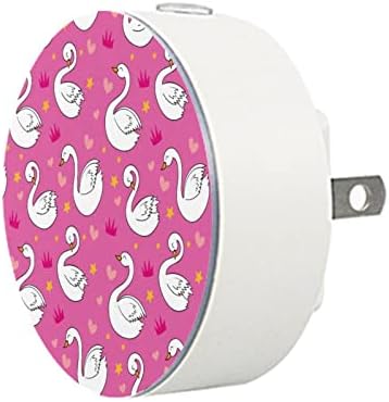 2 Pacote de plug-in Nightlight LED Night Light Feliz cisne coroa coração SAR Fundo rosa com sensor do anoitecer