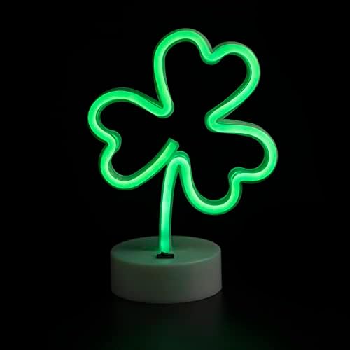 CopFastok Green Clover LED Sinais de néon Sinais de luz Night Light Decor Decoração de coração Luz com