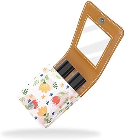 Caixa de batom de Oryuekan com espelho bolsa de maquiagem portátil fofa, bolsa cosmética, primavera floral floral