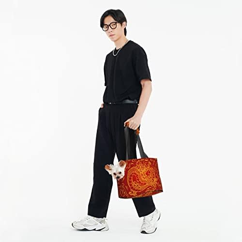 Transportadora de pet de pet-face de face macio bolsa de mão bolsa de mão asiático-dragão-foguado portátil Purse