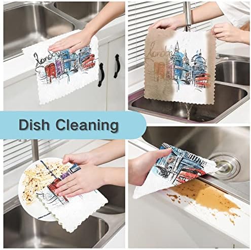 Cataku London aquarela panos de prato de cozinha para lavar louça reutilizável pano de pano toalhas de