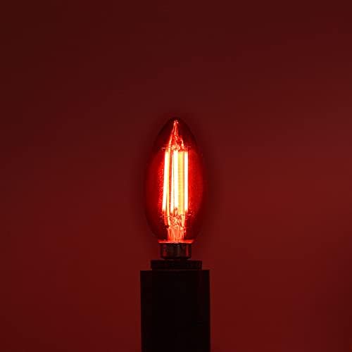 LUZRITE E12 LED LED LUZ RED LUZES, 4,5W, lâmpada de candelabra de vidro colorido, UL listado, base E12, externo