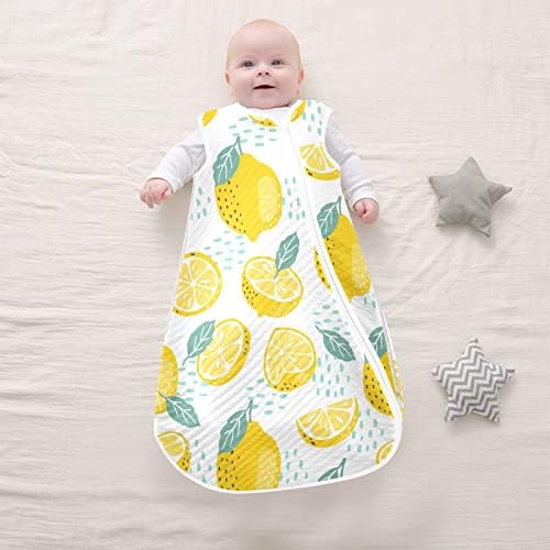 Fatias Limões inteiros Baby sem mangas de dormir com manto de saco, cobertores de algodão unissex de algodão