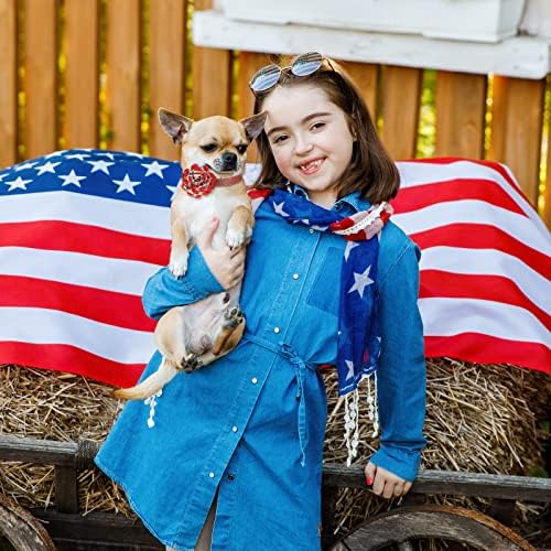 80 peças Patriótico Flores de cão colarinho Estrela Independence Day Collar Flowers American Flag Dog Charms