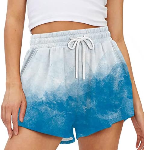 Shorts de suor Mulheres de verão de cintura elástica shorts de cordão com bolsos casuais solto