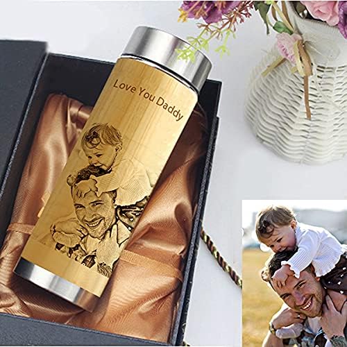 Tumbler de café para foto personalizado | Caneca de café de viagens de bambu - Presentes personalizados