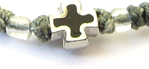 Artesanal cristão ortodoxo komboskoini chotki corda de oração pulseira de oliva verde cruzado preto