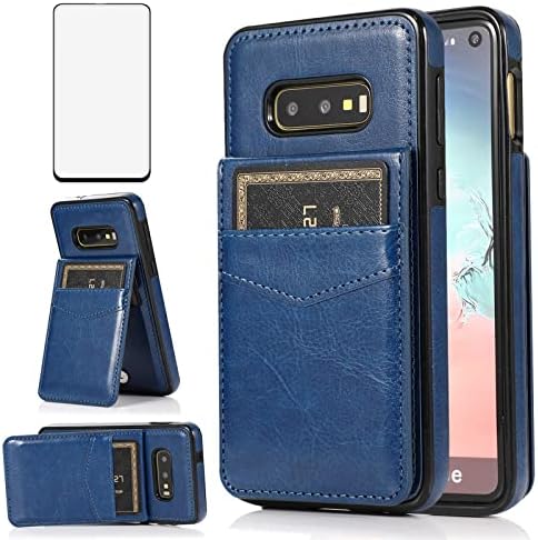 Capa de telefone para Samsung Galaxy S10E com protetor de tela de vidro temperado e tampa de carteira de