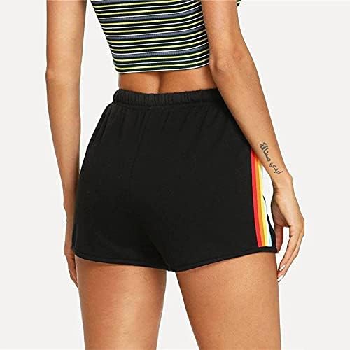 Shorts para mulheres Casual Summer String Rainbow Stripe Running Shorts Roupas rápidas e secas de verão
