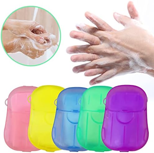 Terbklf 40 peças de sabonete de mão descartável papel portátil viajar para caminhada lavar banho de mão de besteira