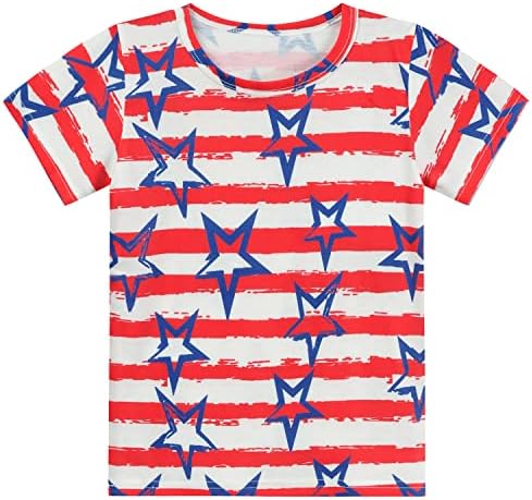 Meninos 4 de julho T-shirt bandeira American Tees Kids Crianças Camisetas de manga curta 2-8 anos
