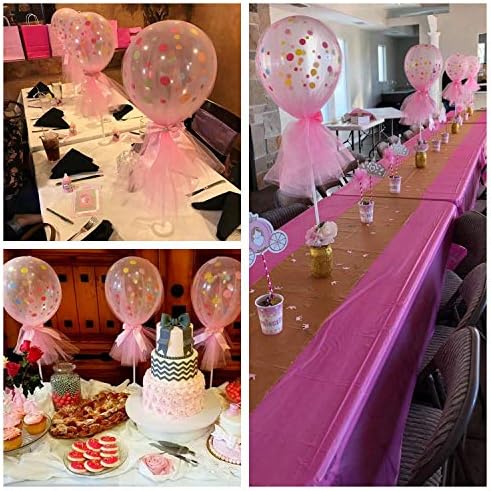 Balões de bolinhas rosa supupromo define balões tule tule com kit de base de coluna para chá de
