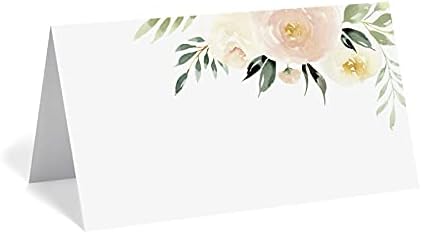 Bliss Collections Coloque cartões, blush floral, placas de lugar em branco em branco para casamentos,
