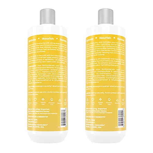 Shampoo e condicionador de crescimento de cabelo de Honeyyysysin com óleo de coco, Manuka Honey & Aloe
