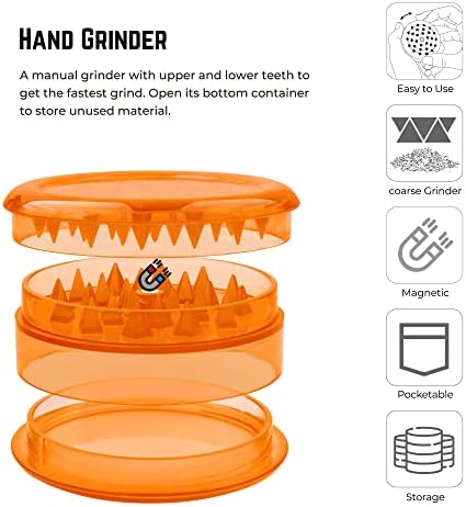 Mamba 7pc Herb Grinder Grinder. Sistema manual 4 em 1 para cones de papel pré-rolados para moer, encher, embalar