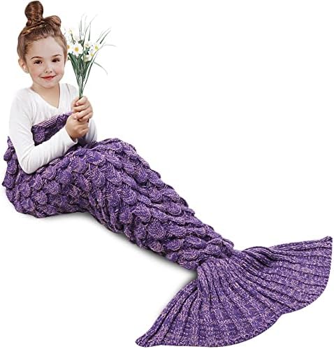 Mermaid Tail Clanta, Mão Mermaid Clanta de Crochê Mermaid cobertor confortável para meninas, Melhor ideia
