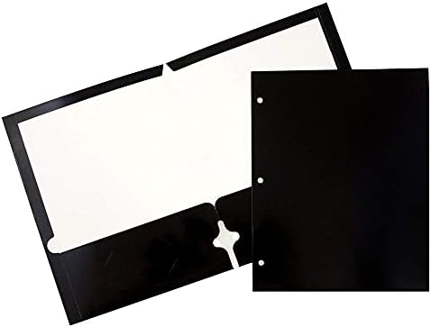 Jam papel laminado duas pastas de bolso de 3 buracos de 3 orifícios - tamanho da letra - de alto brilho preto