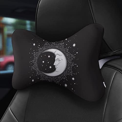 Lua boêmia e estrelas do carro travesseiro de pescoço de carro macio para apoio de cabeça travesseiro