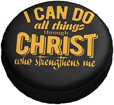 Eu posso fazer todas as coisas através de Cristo Filipenses 4 13 Tampas de pneus impermeáveis ​​à