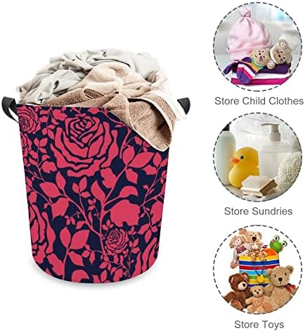 Lavanderia cesta de rosa padrões07 cesto de lavanderia com alças cesto dobrável Saco de armazenamento de roupas