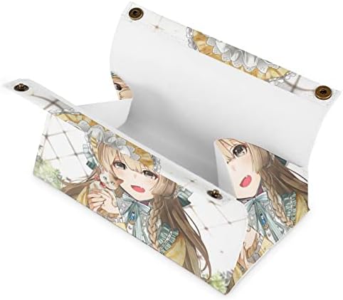 Cartoon Girl Tissue Box Capa Distribuidor decorativo de papel do detentor do guardanapo para carro