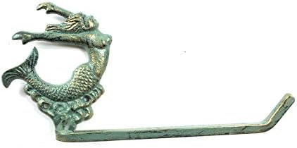 Decoração náutica artesanal de bronze antigo de bronze de bronze arqueado de sereia arqueada de papel higiênico