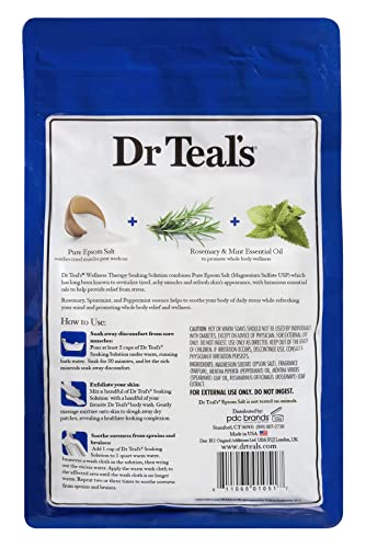 Solução de imersão de sal Epsom do Dr. Teal, alecrim e hortelã, 48 onças