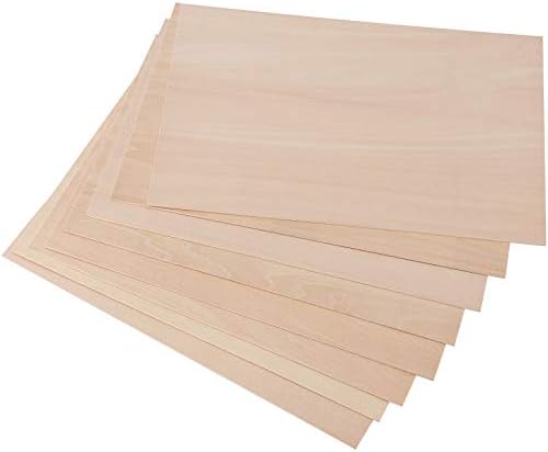 Hakzeon 15 pacote 12 x 8 x 0,06 polegadas Balsa lençóis de madeira, peças de madeira inacabadas de madeira de balsa vasa hobby lençol de madeira para construção de projeto de construção do projeto de artesanato de artesanato de aeronaves domésticas 300x200x1.5mm