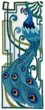 A natureza tecida em fios, Amazing Birds Kingdom [Art Deco Peacock] [Patch de ferro bordado e exclusivo)