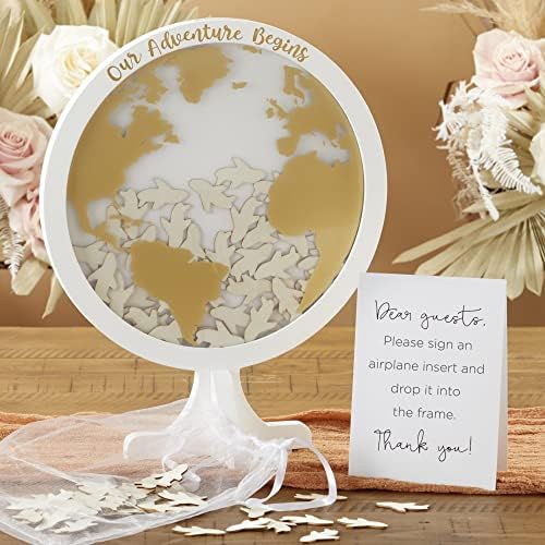 Kate Aspen Decoração de casamento/decoração de prateleira, Livro de visitas Globe alternativo com aviões
