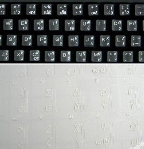 Grego com letras brancas adesivos de teclado transparentes para computadores teclados de desktop laptops